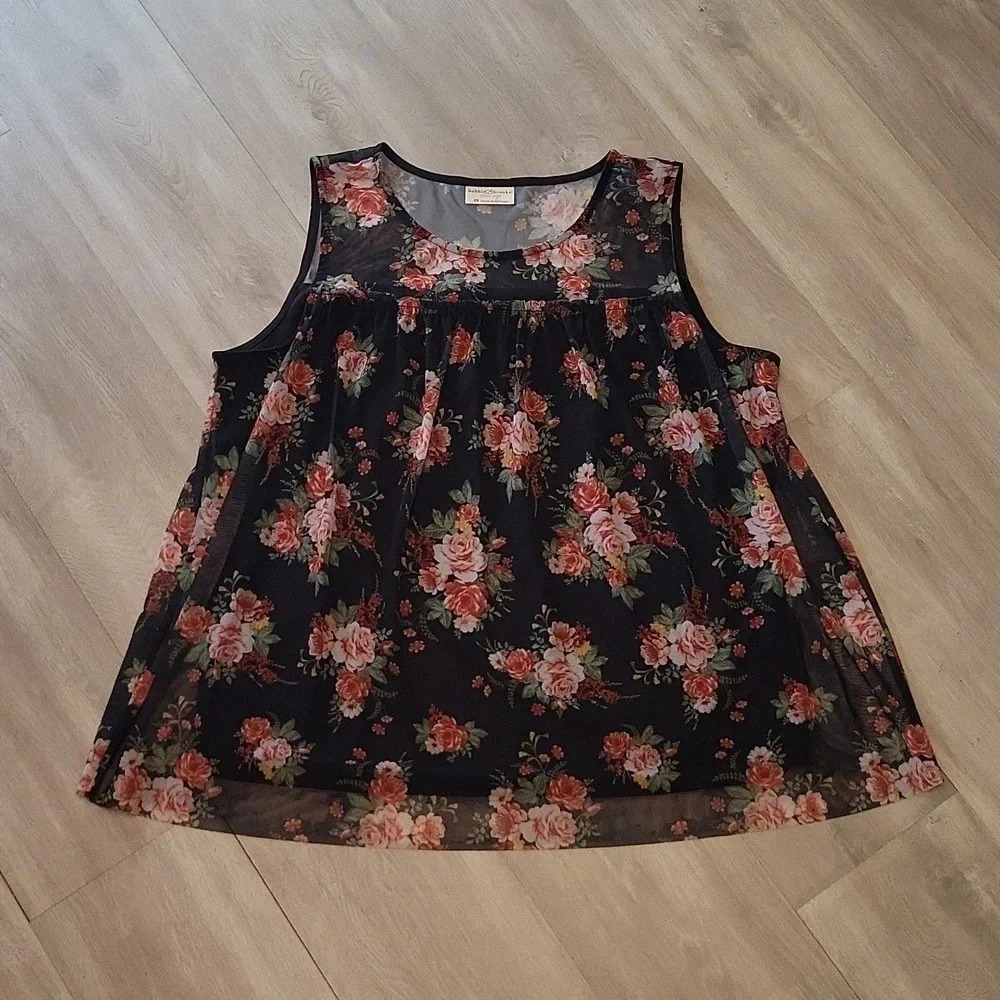 Bobby Brooks Plus Size Sleeveless Top All Over Floral Print Size 2X